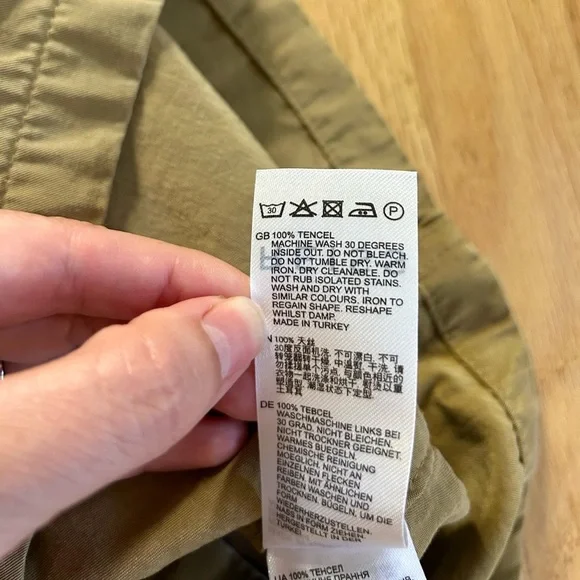 REISS isador drawstring short pull on tencel khaki safari size 6 US - Picture 10 of 12